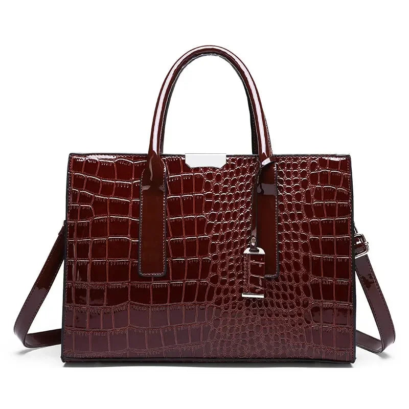 Sac à main de luxe Vintage motif Crocodile pour femmes, fourre-tout de grande capacité, sac à bandoulière d'affaires en cuir pour femmes