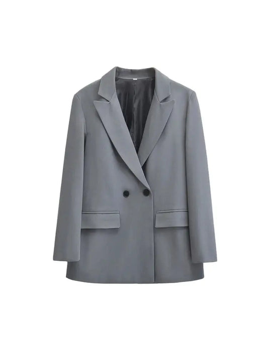 TRZA-manteau Blazer à Double boutonnage pour femmes, manches longues, poches à rabat, vêtements d'extérieur pour femmes, hauts chics, à la mode