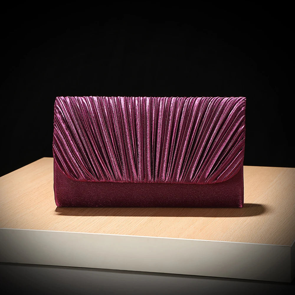 Sac à Bandoulière Plissé en Satin – Élégance Moderne pour Dîner, Sorties et Mariage