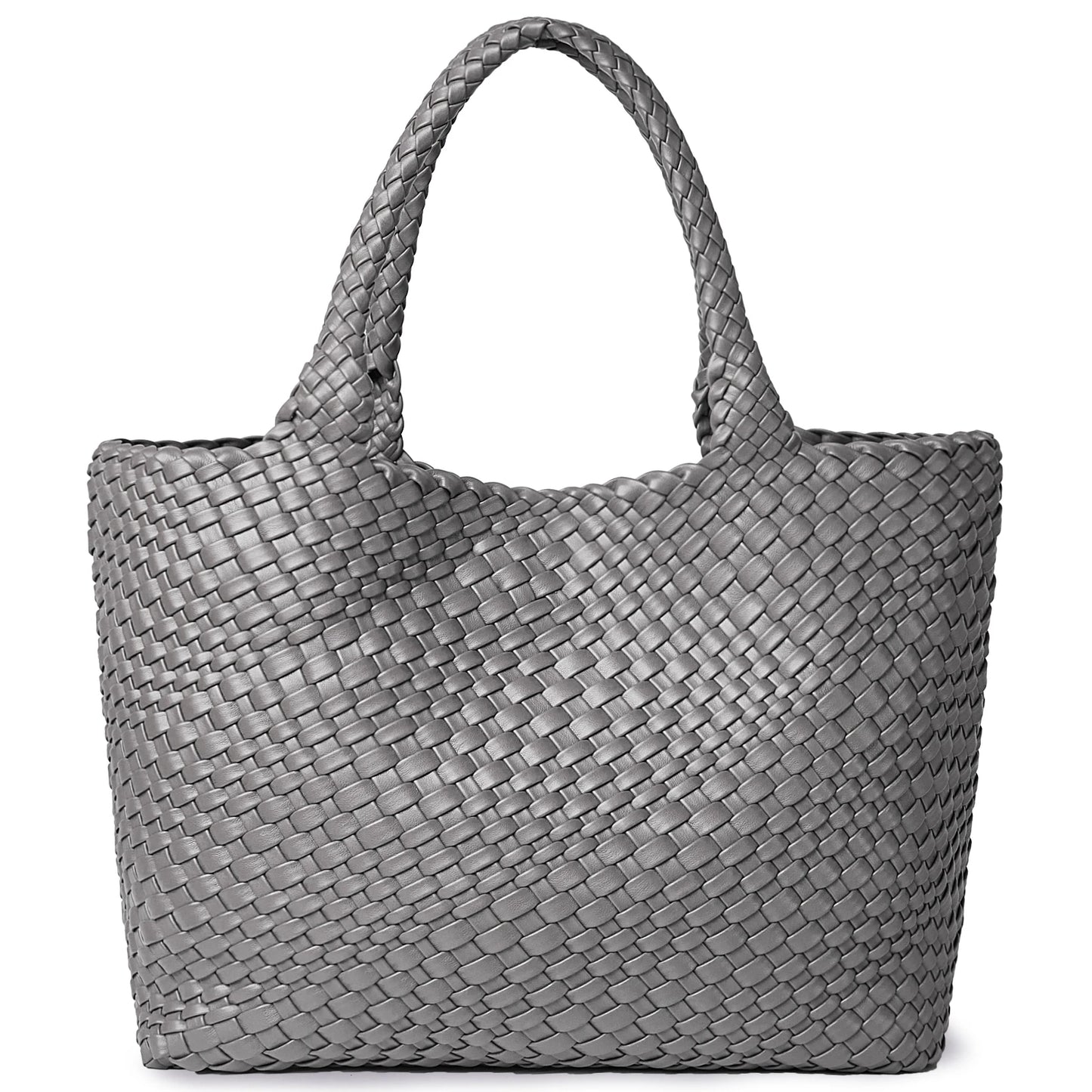 Sac fourre-tout tissé pour femme, sacs à main à bandoulière en cuir végétalien, fourre-tout de plage d'été à la mode, grands fourre-tout de voyage