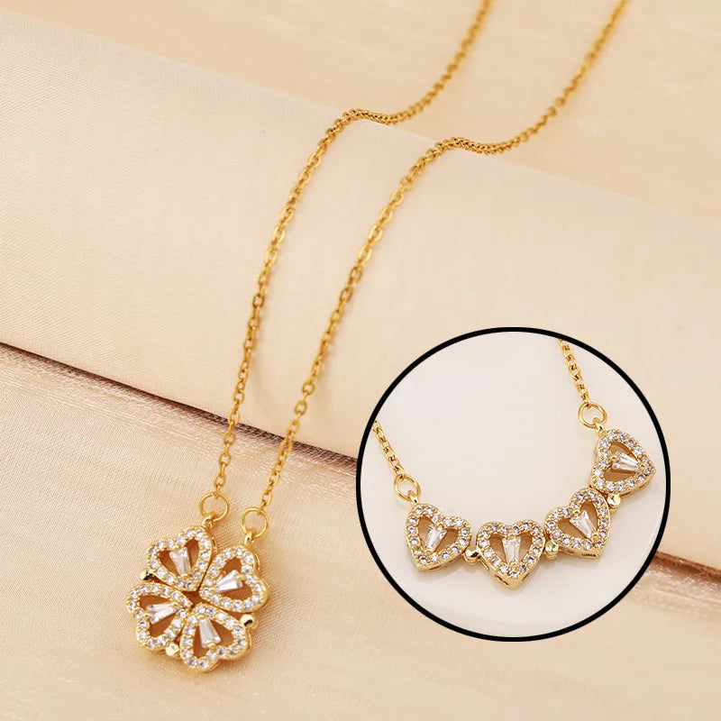 Coffret Cadeau Rose – Collier Trèfle à quatre Feuilles & Cœur