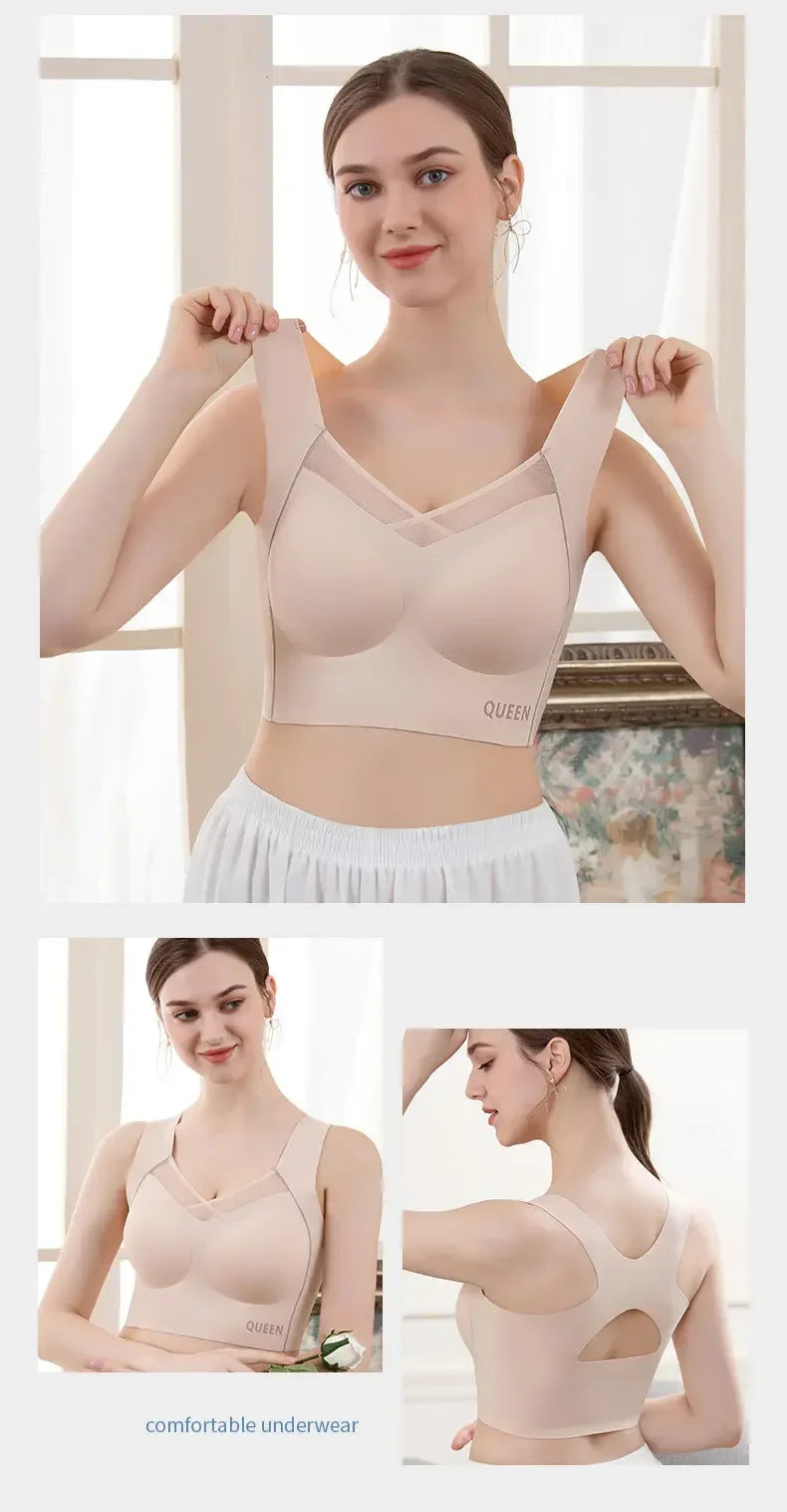 Soutien-gorge réglable pour femmes, grande poitrine, petit soutien-gorge, empêche l'affaissement, froncé, sans anneau en acier, Support supérieur étendu