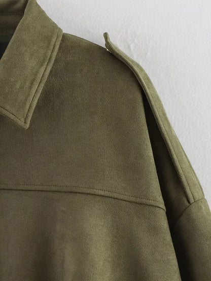 Vestes bombardier pour femmes, manteaux à la mode, col rabattu, manches longues, manteaux amples, Vintage, vêtements d'extérieur chics