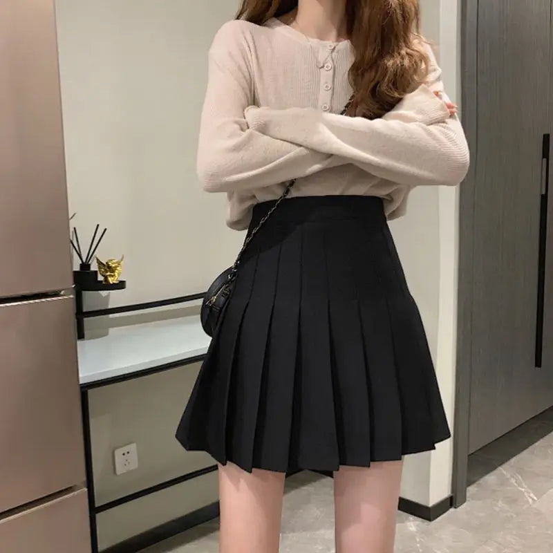 Jupe courte femme grande taille femme été taille haute Harajuku coréen noir mini jupe plissée femme étudiant uniforme