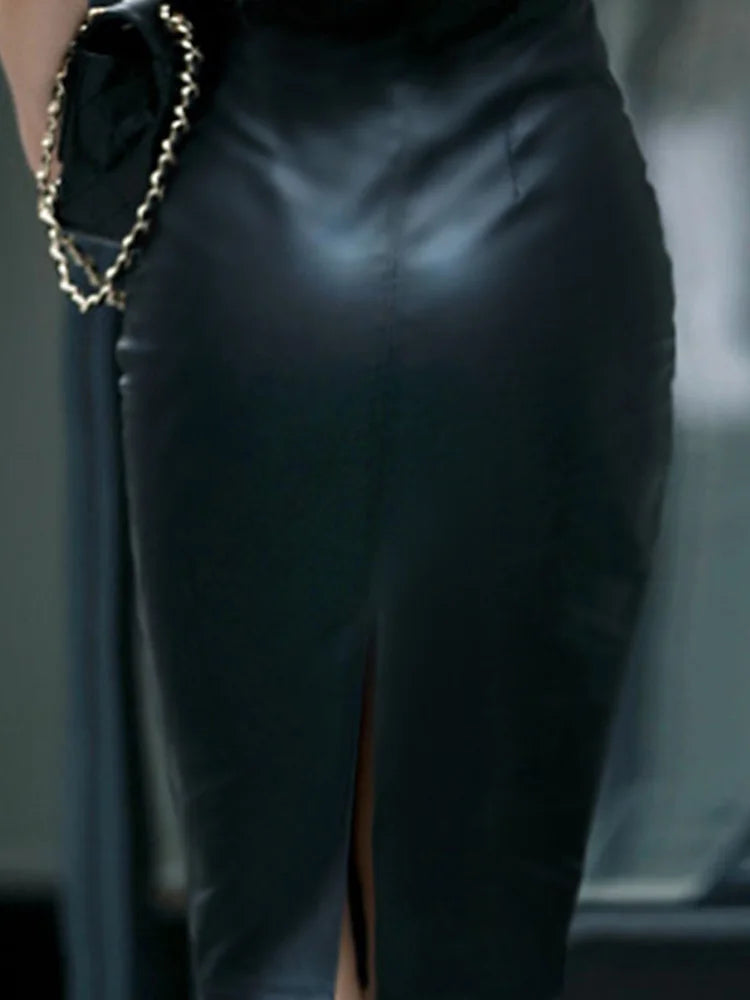 Jupe d'été double face devant et dos, jupe centrale cintrée, jupe en cuir fendu, jupe demi-corps, nouvelle collection