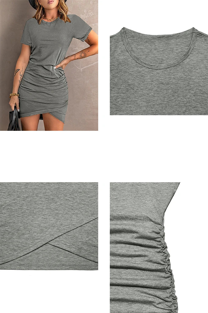 Robe d'été à manches courtes, fraîche et simple, coupe cintrée, aux couleurs riches et colorées