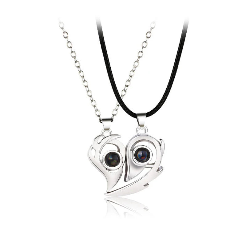 Collier couple Électrocardiogramme cœur magnétique – Symbole d’amour