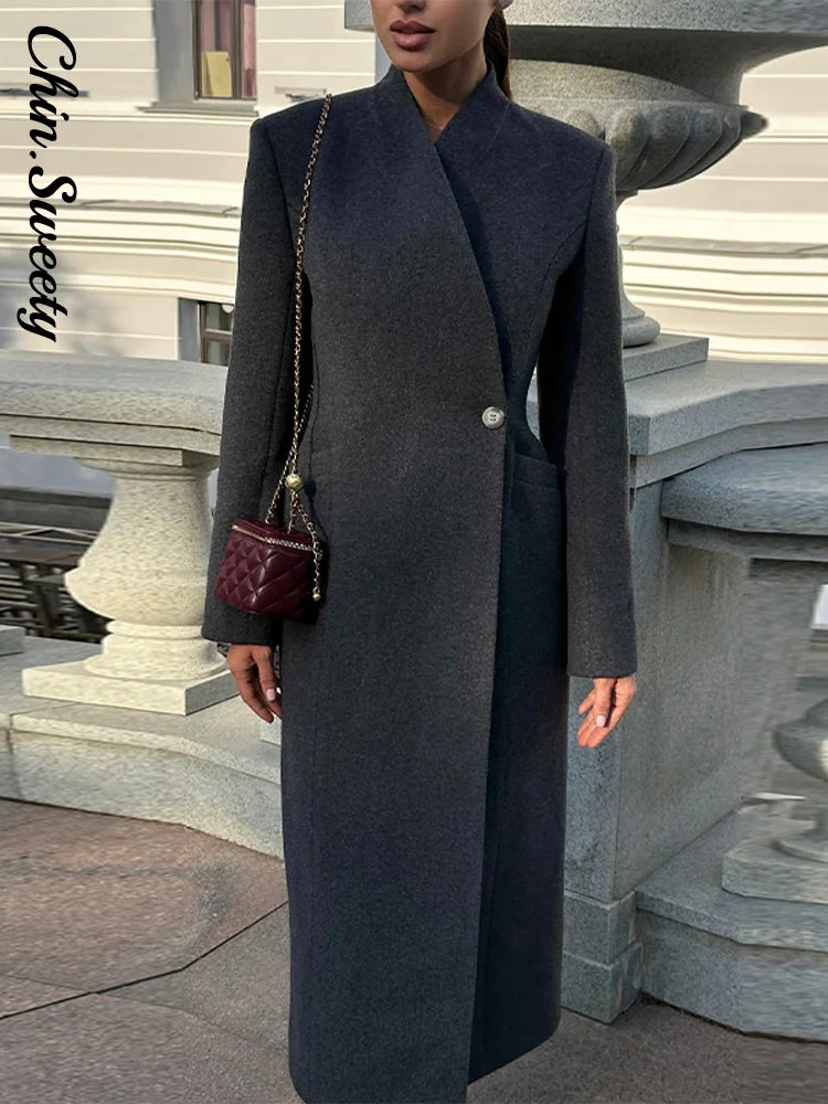 Manteau Noir Femme Streetwear – Col Montant & Coupe Décontractée