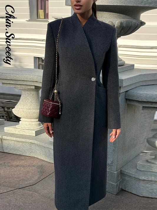 Manteau Noir Femme Streetwear – Col Montant & Coupe Décontractée