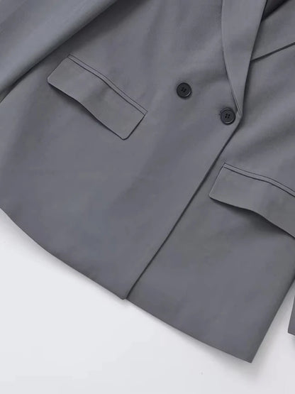 TRZA-manteau Blazer à Double boutonnage pour femmes, manches longues, poches à rabat, vêtements d'extérieur pour femmes, hauts chics, à la mode