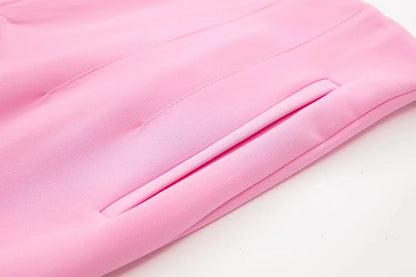 HH 2025 femmes couleur unie bureau coupe ajustée crayon pantalon taille haute fermeture éclair mouche femmes trajet poche garniture pantalon Streetwear