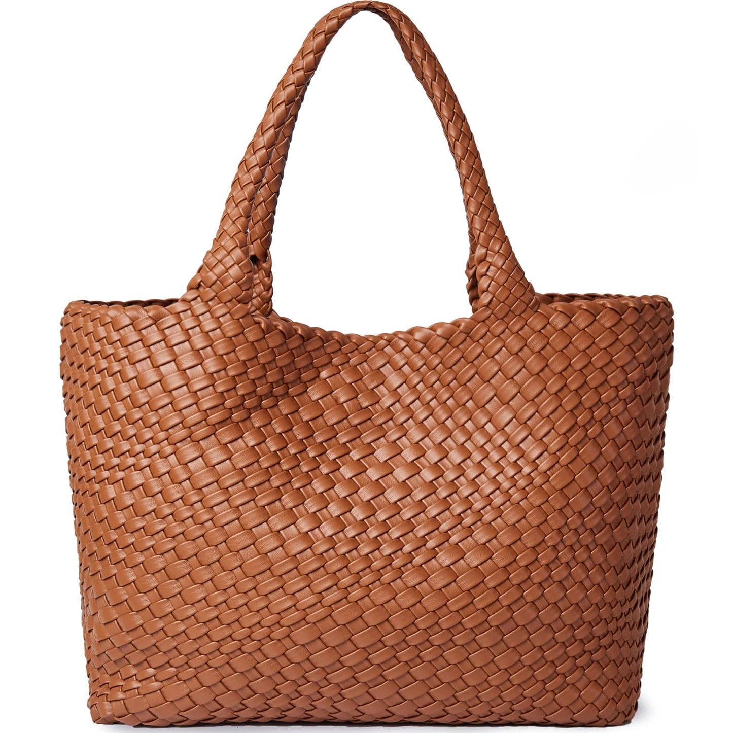 Sac fourre-tout tissé pour femme, sacs à main à bandoulière en cuir végétalien, fourre-tout de plage d'été à la mode, grands fourre-tout de voyage