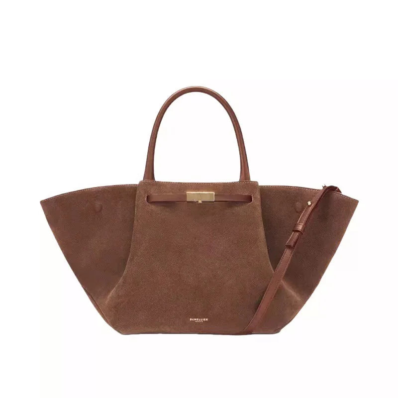 Demellier – sac fourre-tout en cuir suédé pour femmes, grande capacité, en forme de boulette, sous les bras, Style rétro américain, sac à main à usage quotidien