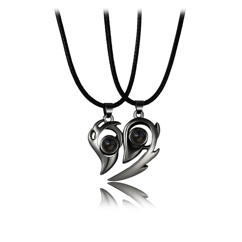 Collier couple Électrocardiogramme cœur magnétique – Symbole d’amour