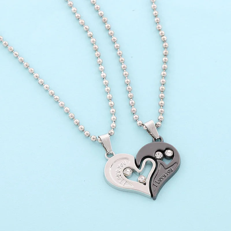 Collier couple Électrocardiogramme cœur magnétique – Symbole d’amour