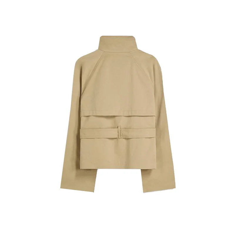 Trench-coat à col montant pour femme, veste à manches longues avec ceinture et Double boutonnage, à la mode, Chic, vêtements d'extérieur, automne 2025