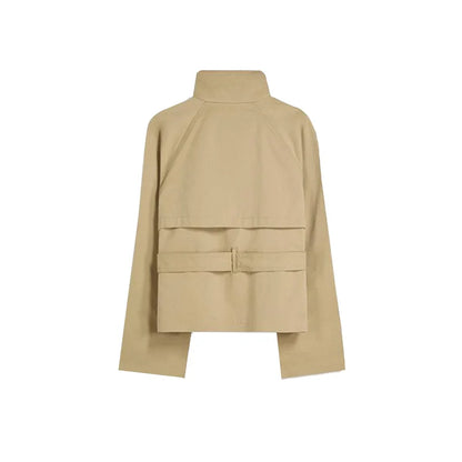 Trench-coat à col montant pour femme, veste à manches longues avec ceinture et Double boutonnage, à la mode, Chic, vêtements d'extérieur, automne 2025
