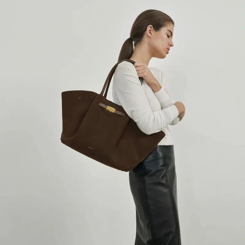 Demellier – sac fourre-tout en cuir suédé pour femmes, grande capacité, en forme de boulette, sous les bras, Style rétro américain, sac à main à usage quotidien