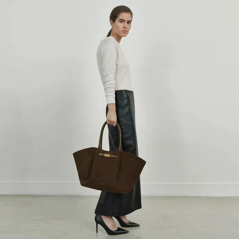 Demellier – sac fourre-tout en cuir suédé pour femmes, grande capacité, en forme de boulette, sous les bras, Style rétro américain, sac à main à usage quotidien