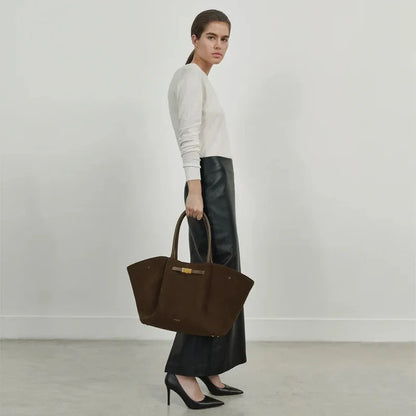 Demellier – sac fourre-tout en cuir suédé pour femmes, grande capacité, en forme de boulette, sous les bras, Style rétro américain, sac à main à usage quotidien