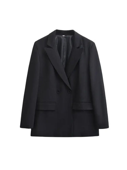 TRZA-manteau Blazer à Double boutonnage pour femmes, manches longues, poches à rabat, vêtements d'extérieur pour femmes, hauts chics, à la mode