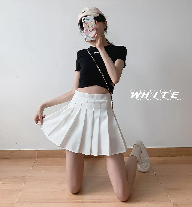 Jupe courte femme grande taille femme été taille haute Harajuku coréen noir mini jupe plissée femme étudiant uniforme