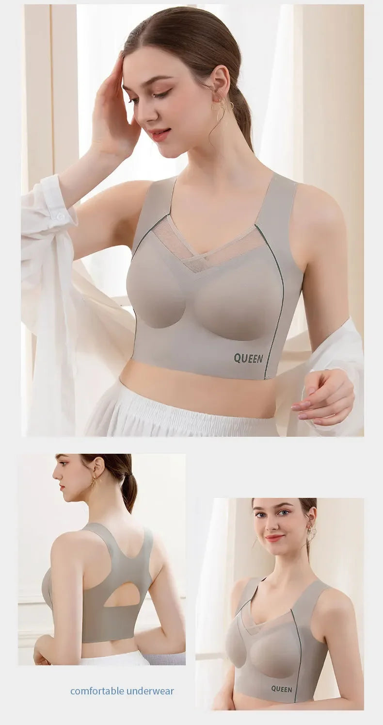 Soutien-gorge réglable pour femmes, grande poitrine, petit soutien-gorge, empêche l'affaissement, froncé, sans anneau en acier, Support supérieur étendu