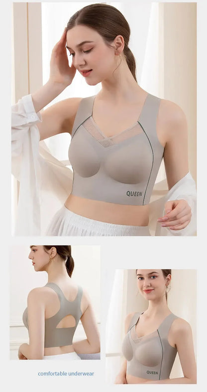 Soutien-gorge réglable pour femmes, grande poitrine, petit soutien-gorge, empêche l'affaissement, froncé, sans anneau en acier, Support supérieur étendu