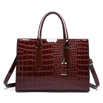 Sac à main de luxe Vintage motif Crocodile pour femmes, fourre-tout de grande capacité, sac à bandoulière d'affaires en cuir pour femmes
