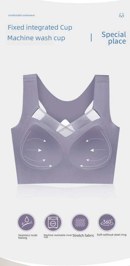 Soutien-gorge réglable pour femmes, grande poitrine, petit soutien-gorge, empêche l'affaissement, froncé, sans anneau en acier, Support supérieur étendu