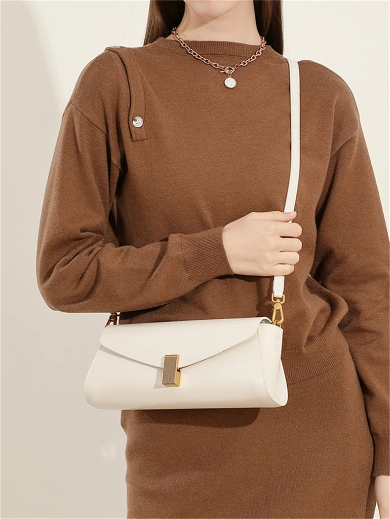 Hifashion élégant en cuir véritable sous les bras sacs à bandoulière pour femmes 2025 luxe concepteur bandoulière sacs à main carrés dames sacs à main