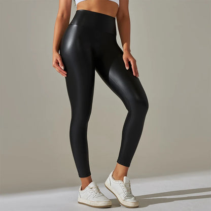 Leggings surdimensionnés pour femmes, pantalons en cuir PU taille haute, serrés et Sexy, pantalons de Yoga colorés pour femmes, nouvelle collection