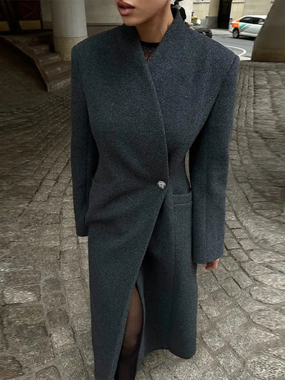 Manteau Noir Femme Streetwear – Col Montant & Coupe Décontractée