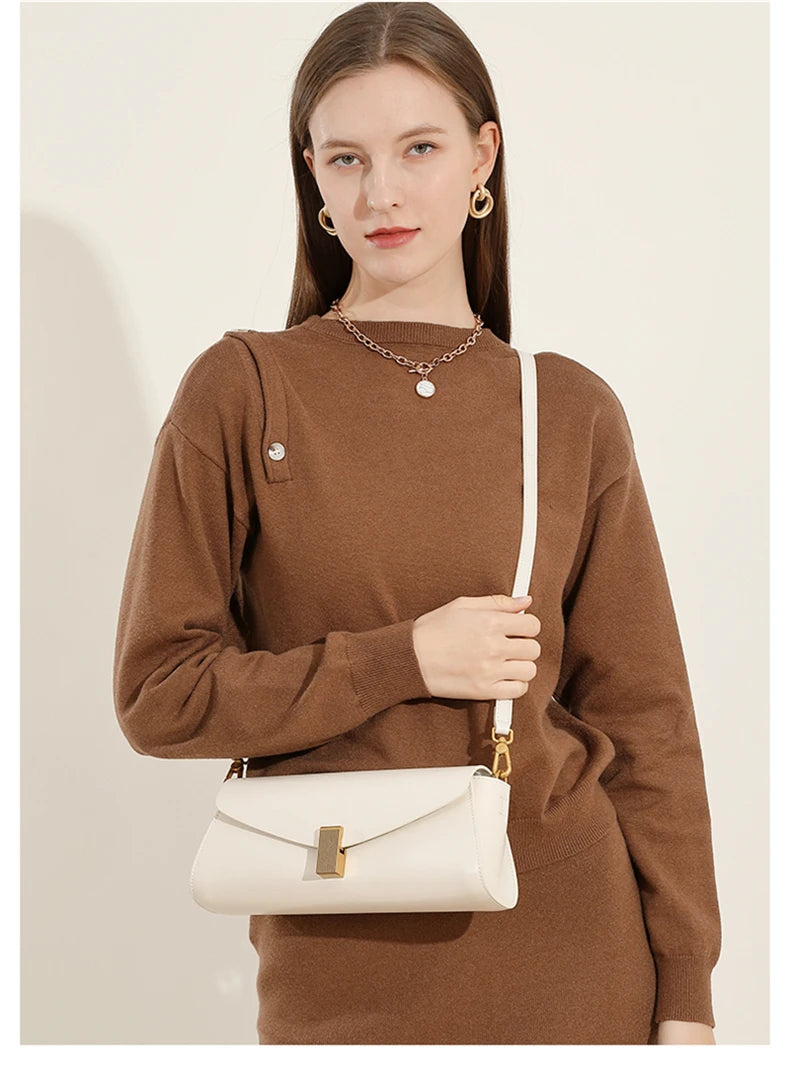 Hifashion élégant en cuir véritable sous les bras sacs à bandoulière pour femmes 2025 luxe concepteur bandoulière sacs à main carrés dames sacs à main