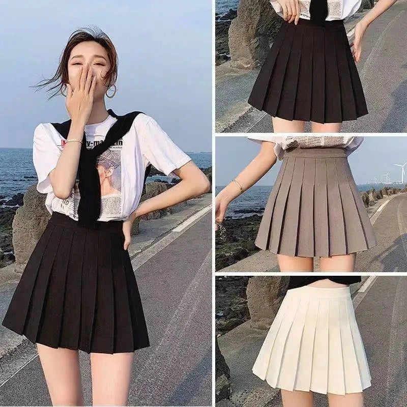 Jupe courte femme grande taille femme été taille haute Harajuku coréen noir mini jupe plissée femme étudiant uniforme