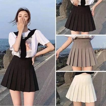 Jupe courte femme grande taille femme été taille haute Harajuku coréen noir mini jupe plissée femme étudiant uniforme