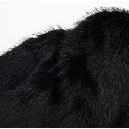 Vestes moelleuses en fausse fourrure pour femme, manteaux amples et col rabattu à manches longues, Vintage, chaud, pardessus d'hiver, nouvelle collection 2025