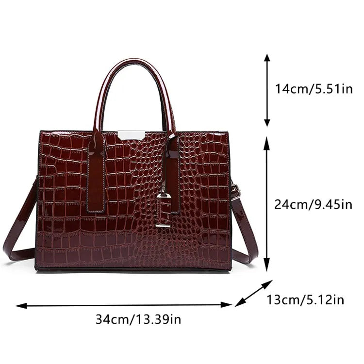 Sac à main de luxe Vintage motif Crocodile pour femmes, fourre-tout de grande capacité, sac à bandoulière d'affaires en cuir pour femmes