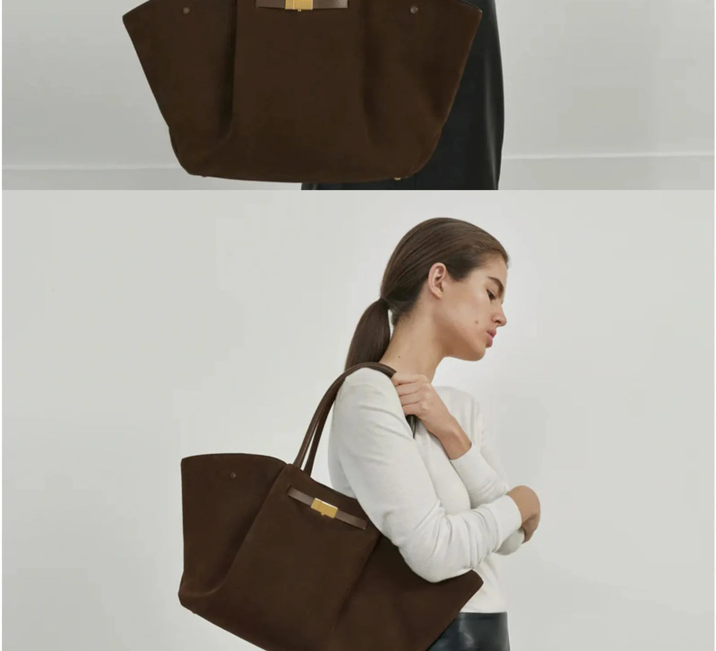 Demellier – sac fourre-tout en cuir suédé pour femmes, grande capacité, en forme de boulette, sous les bras, Style rétro américain, sac à main à usage quotidien