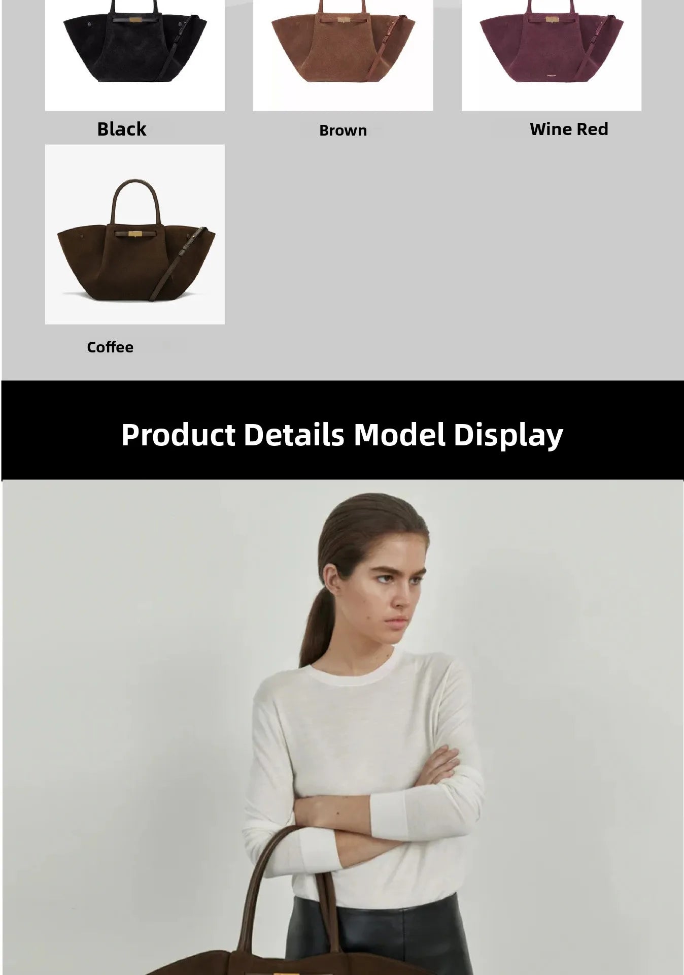 Demellier – sac fourre-tout en cuir suédé pour femmes, grande capacité, en forme de boulette, sous les bras, Style rétro américain, sac à main à usage quotidien