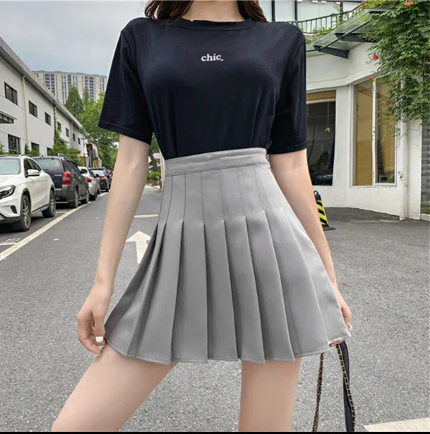 Jupe courte femme grande taille femme été taille haute Harajuku coréen noir mini jupe plissée femme étudiant uniforme