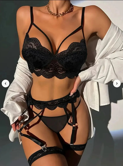 Érotique Sexy dentelle soutien-gorge et culotte ensemble sous-vêtements soutien-gorge Transparent ensembles exotiques Sexy string femme porno fantaisie sensuel luxe Lingerie