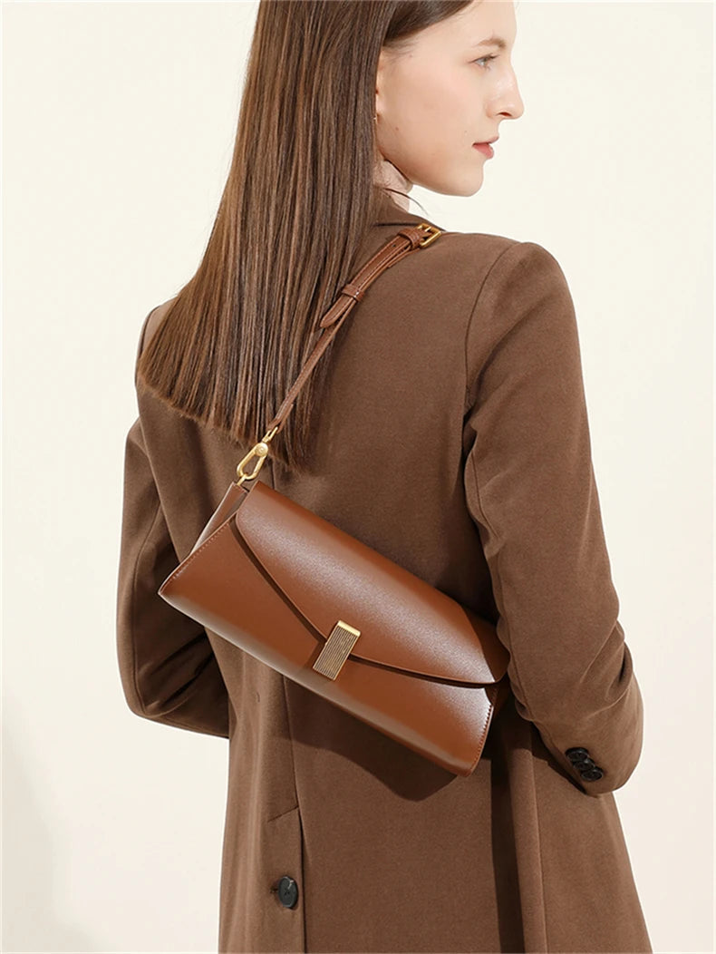 Hifashion élégant en cuir véritable sous les bras sacs à bandoulière pour femmes 2025 luxe concepteur bandoulière sacs à main carrés dames sacs à main