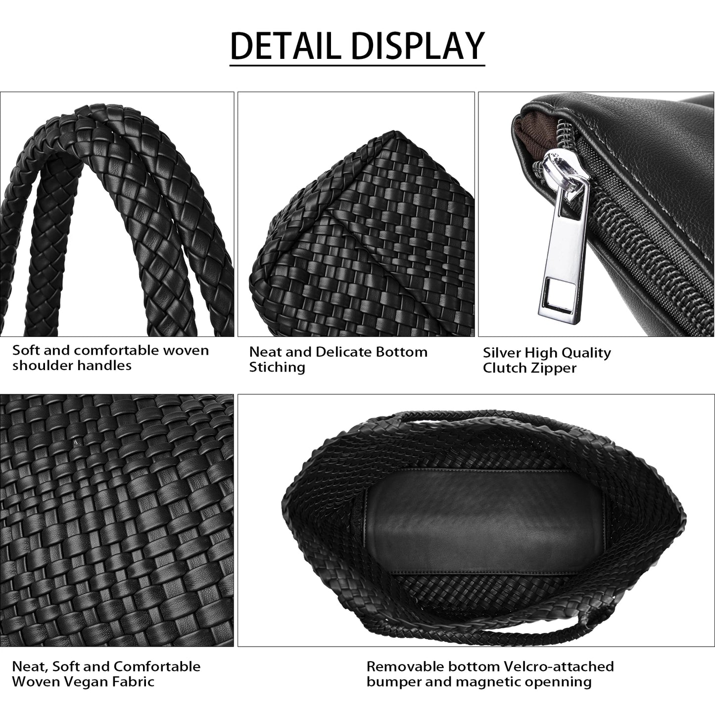 Sac fourre-tout tissé pour femme, sacs à main à bandoulière en cuir végétalien, fourre-tout de plage d'été à la mode, grands fourre-tout de voyage