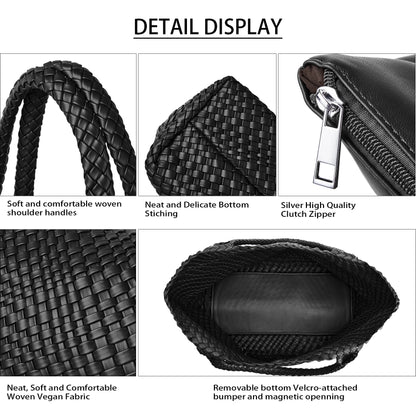 Sac fourre-tout tissé pour femme, sacs à main à bandoulière en cuir végétalien, fourre-tout de plage d'été à la mode, grands fourre-tout de voyage