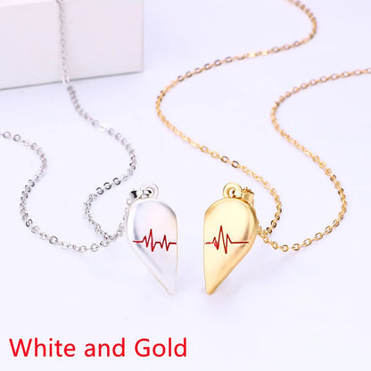 Collier couple Électrocardiogramme cœur magnétique – Symbole d’amour