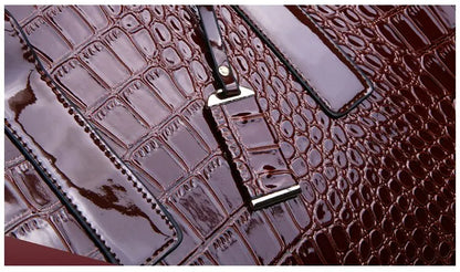 Sac à main de luxe Vintage motif Crocodile pour femmes, fourre-tout de grande capacité, sac à bandoulière d'affaires en cuir pour femmes