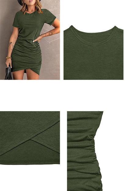 Robe d'été à manches courtes, fraîche et simple, coupe cintrée, aux couleurs riches et colorées