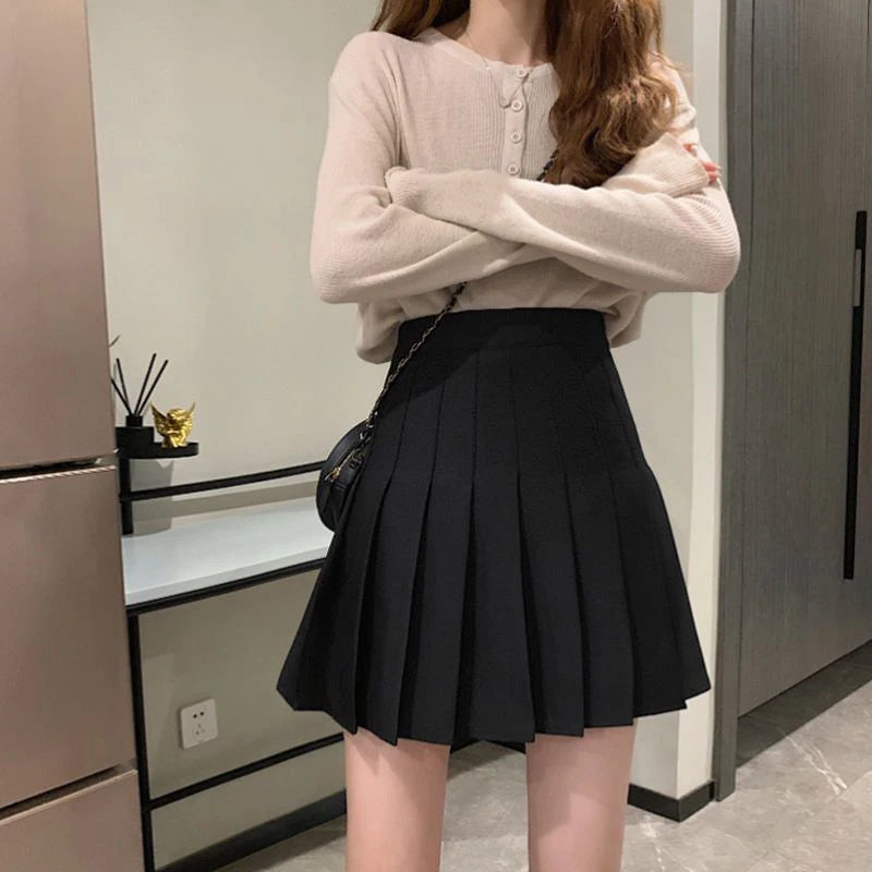 Jupe courte femme grande taille femme été taille haute Harajuku coréen noir mini jupe plissée femme étudiant uniforme