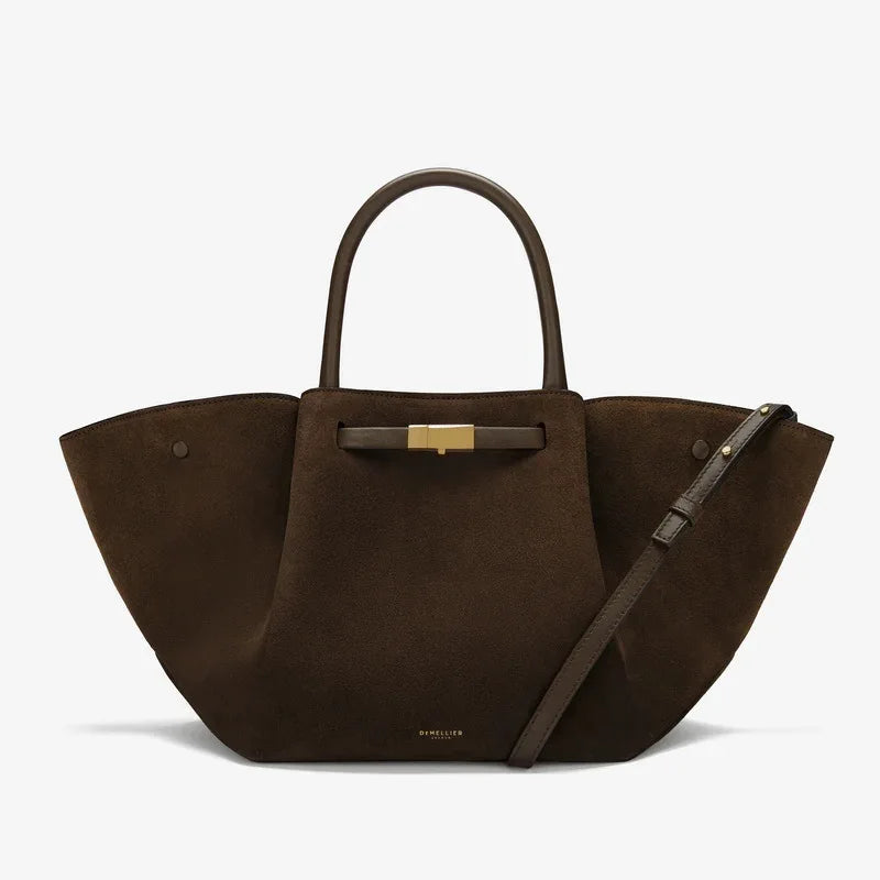 Demellier – sac fourre-tout en cuir suédé pour femmes, grande capacité, en forme de boulette, sous les bras, Style rétro américain, sac à main à usage quotidien